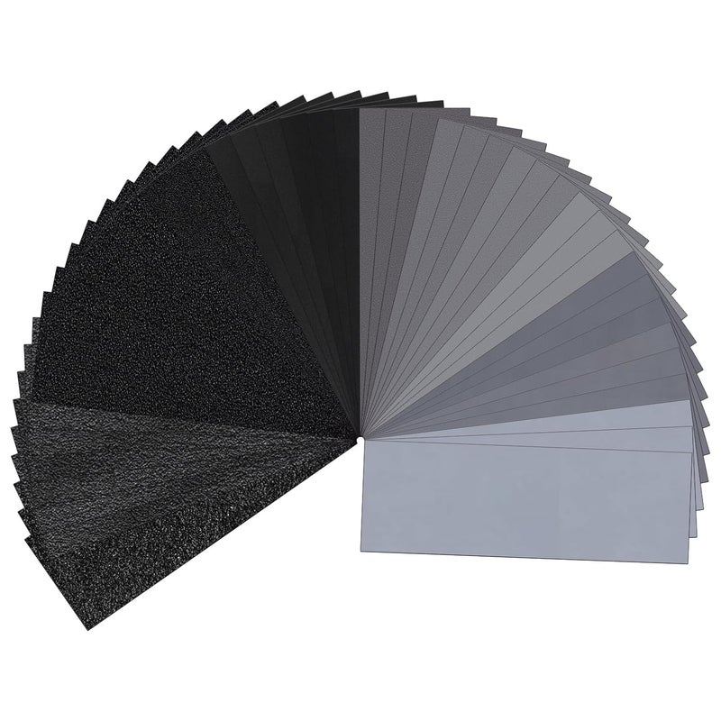 LCubro 48PCS Sandpaper, Wet Dry Sandpaper, High Grit 80 120 150 180 220 320 400 600 800 1000 1200 1500 2000 2500 3000 5000 Sandpaper Sheets (80-5000 Grit, 48 Sheets) - Image 1